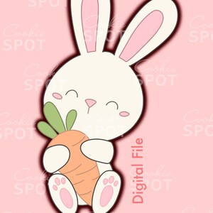 DIGITAL - Bunny With a Carrot Cookie Cutter STL file Instant download 4.5&quot; cookie size