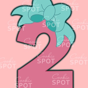 Number 2 with a Bow Cookie Cutter