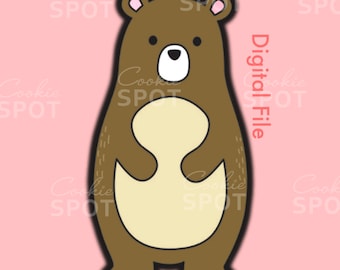 DIGITAL - Bear Cookie Cutter STL file Instant download 4.5&quot; cookie size