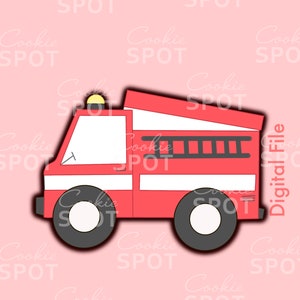 DIGITAL - Fire Truck Cookie Cutter STL file Instant download 4&quot; cookie size