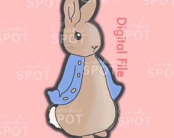 DIGITAL - Peter Rabbit Cookie Cutter STL file Instant download 4.5&quot; cookie size