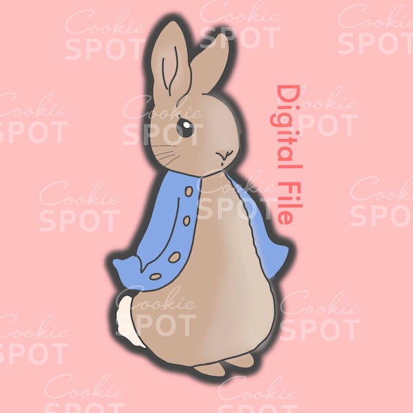 DIGITAL - Peter Rabbit Cookie Cutter STL file Instant download 4.5" cookie size