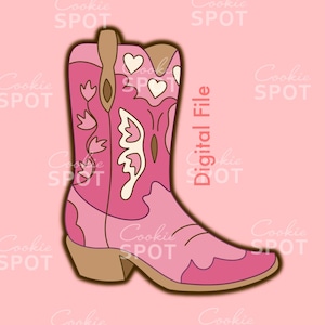 DIGITAL - Cowgirl Boot Cookie Cutter STL file Instant download 4&quot; cookie size