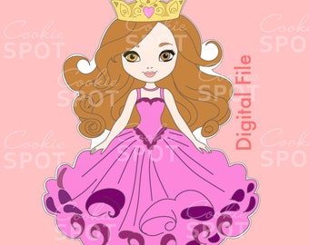 DIGITAL - Princess Cookie Cutter STL file Instant download 4" cookie size