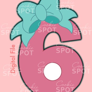 DIGITAL - Number 6 with a Bow Cookie Cutter STL file Instant download 4&quot; cookie size