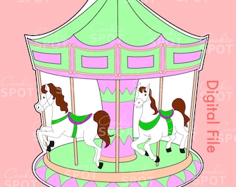 DIGITAL - Carousel Cookie Cutter STL file Instant download 4" cookie size