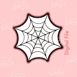 May include: A black and white spiderweb design, perfect for Halloween cookie decorating. The design is outlined in black and filled in white.