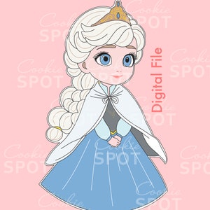 DIGITAL - Elsa Cookie Cutter STL file Instant download 4&quot; cookie size