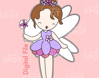 Fairy with Flower Wand Cookie Cutter STL File (Digital Download)