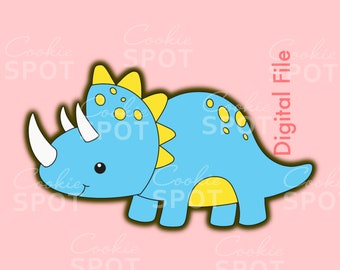 DIGITAL - Triceratops Cookie Cutter Archivo STL Descarga instantánea Tamaño de galleta de 4,5"