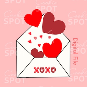 DIGITAL - Cortador de galletas de San Valentín con sobre y corazones Archivo STL Descarga instantánea Tamaño de galleta de 4"