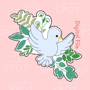 DIGITAL - Dove Floral Cookie Cutter STL file Instant download 4&quot; cookie size