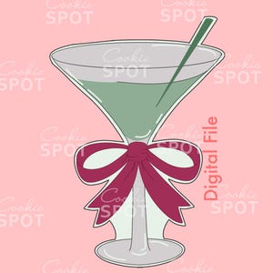 DIGITAL - Martini Glass with Bow Cookie Cutter STL file Instant download 4.5&quot; cookie size