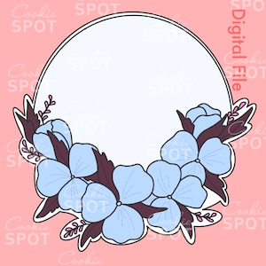 DIGITAL - Round Floral Plaque Cookie Cutter STL file Instant download 4&quot; cookie size