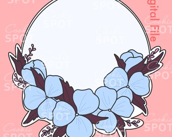 DIGITAL - Round Floral Plaque Cookie Cutter STL file Instant download 4" cookie size