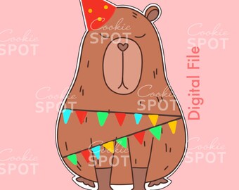 DIGITAAL - Capybara Cookie Cutter STL-bestand Instant download 4" cookiegrootte
