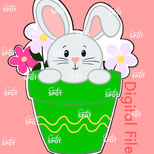 Påskhare blomkruka kakutstickare STL-fil (digital nedladdning)