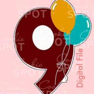 Number 9 Balloon Cookie Cutter STL File (Digital Download)