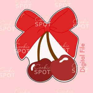 DIGITAL - Cherries With Bow Cookie Cutter STL file Instant download 3.5&quot; cookie size