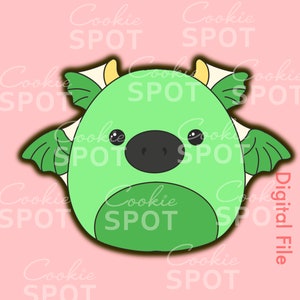 May include: Green dragon cookie cutter with wings and a cute face. Digital file.