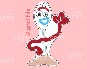 DIGITAL - Forky Cookie Cutter STL file Instant download 4.5" cookie size