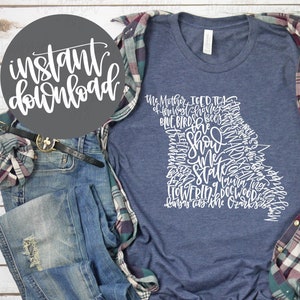 Missouri State SVG, Missouri Word Art Silhouette SVG File, Missouri Handlettered SVG Cut File, Hand letter State Silhouette Cutting