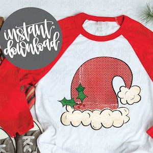 Vintage Santa Hat Graphic File for Sublimation Printing, Christmas Clip Art for Sublimation Transfer Printing, PNG - JPEG