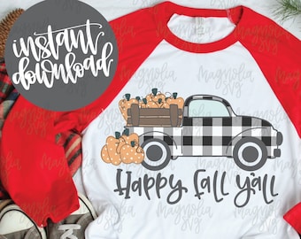 Buffalo Plaid Fall Truck with Pumpkins, Graphic File for Sublimation Printing, Fall Clip Art for Sublimation Transfer Printing, PNG - JPEG