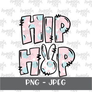Hip Hop Easter Bunny Graphic, Hip Hop Design with Bunny, Handlettered Happy Easter Clip Art for Sublimation