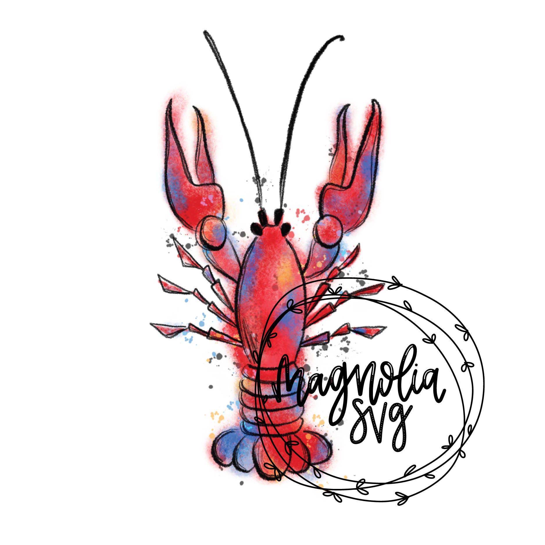 Crawfish Watercolor Clip Art Hand Painted Watercolor Crawfish Etsy