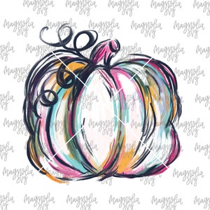 Bunte Aquarell-Kürbis-Grafikdatei für den Sublimationsdruck, Sub-Transferdatei für T-Shirts, Herbst-Grafik-Kürbis-Clip-Art für Bekleidung