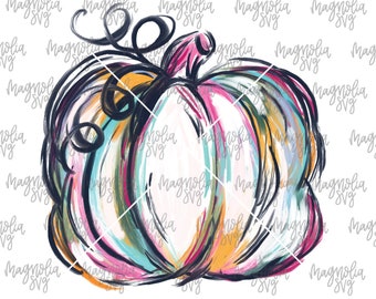 Colorful Watercolor Pumpkin Graphic File for Sublimation Printing, Sub Transfer File for T-shirts, Fall Graphic Pumpkin Clip Art for Apparel