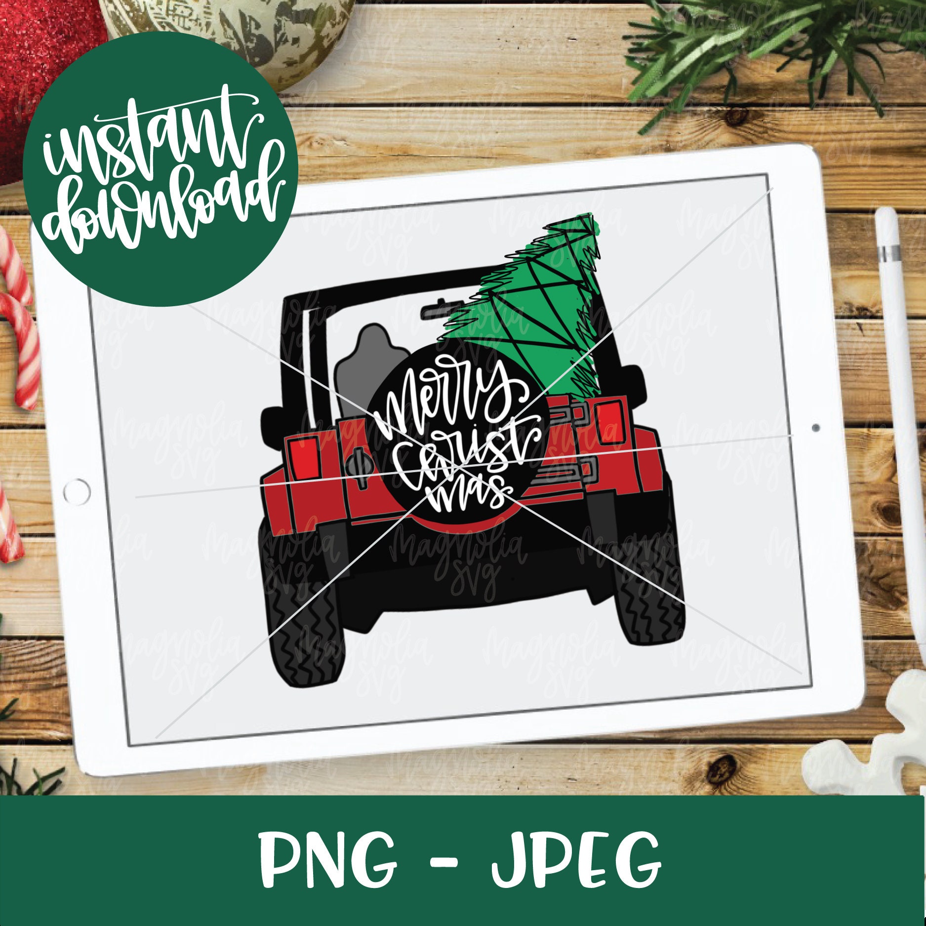 Download Christmas Jeep Clip Art Red Jeep with Christmas Tree ...