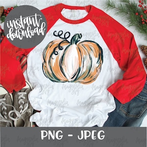 Herbst-Aquarell-Kürbis-Grafikdatei für den Sublimationsdruck, Sub-Transferdatei für T-Shirts, Herbst-Grafik-Kürbis-Clip-Art für Bekleidung