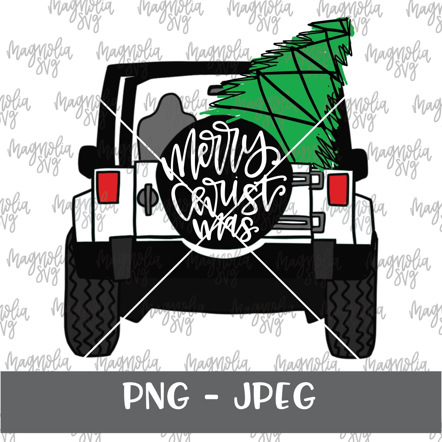 Christmas Jeep Clip Art White Jeep with Christmas Tree | Etsy