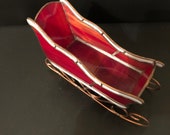 Vintage Stained Glass Tiffany Style Santa Sleigh, Santa Sleigh, Stained Glass Sleigh, Tiffany Style Sleigh, Vintage Sleigh