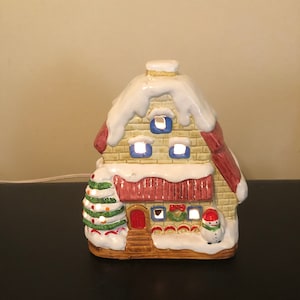 Vintage Lighted Christmas Village Cottage, Holiday Home Decor