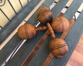 Two Vintage Wooden Exercise Weights (Dumbbells), Usable Condition Weights, Also Decorative For That Weight Builder, They Are Two Pounds Ea.