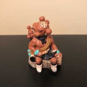 Vintage Mayan Mexican Folk Art Clay, Aztec Terra Cotta Figurine, Man And Child Clay Figurine, Mexican Folk Art, Clay Figurine