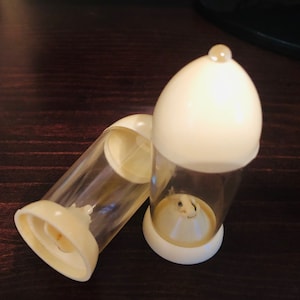Vintage Plastic Atomic Rocket Salt and Pepper Shakers, Ivory Colored Bullet Shaped Rocket Salt And Pepper, Ball Point Salt and Pepper Shaker