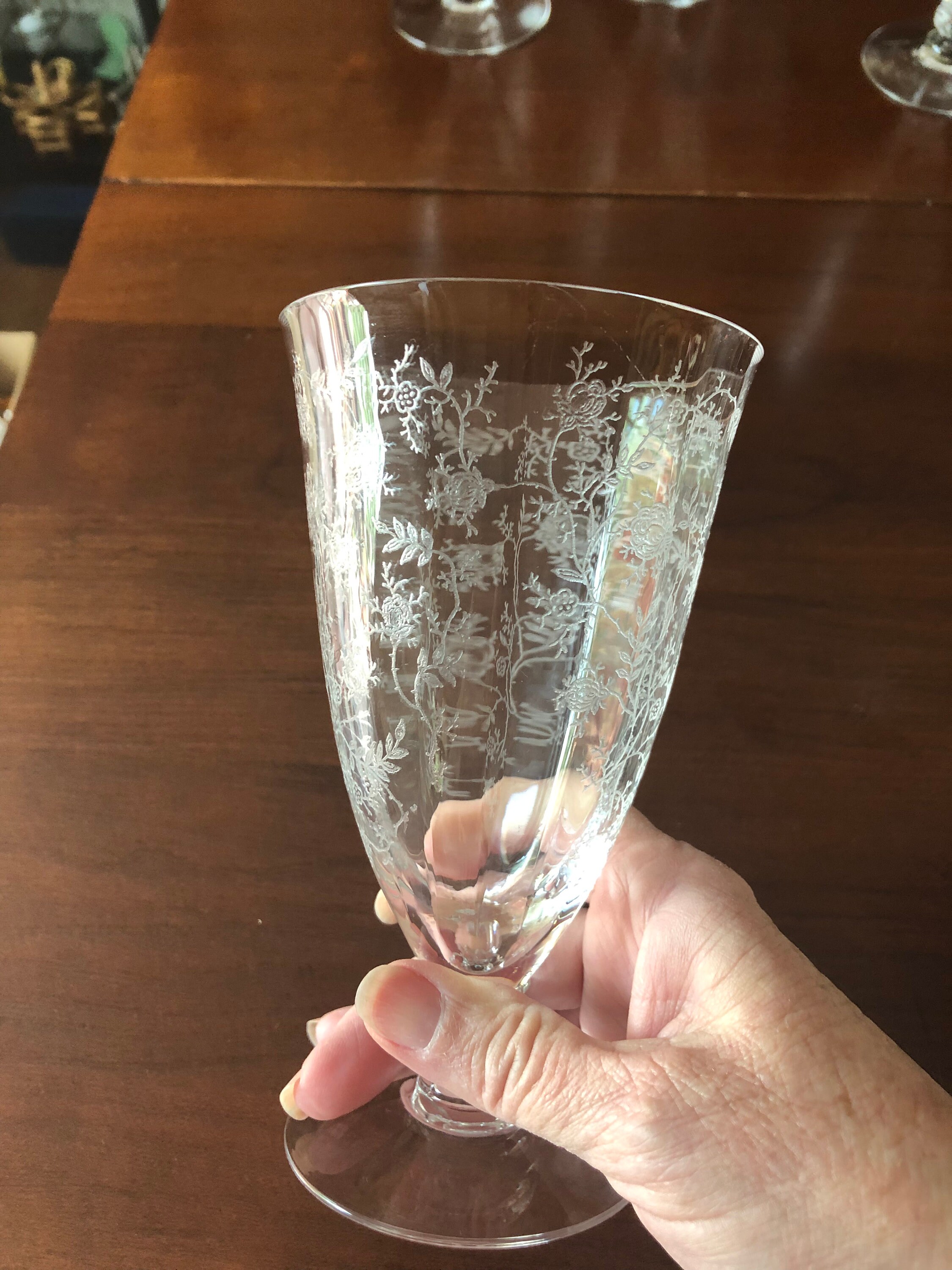 4 Fostoria Chintz Etched Iced Tea Glasses Etched Crystal Etsy