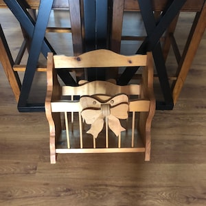 Vintage Handmade Wood Magazine Rack, Magazine Rack, Handmade Magazine Rack, Vintage Magazine Rack, Sturdy Magazine Rack, Wood Book Rack