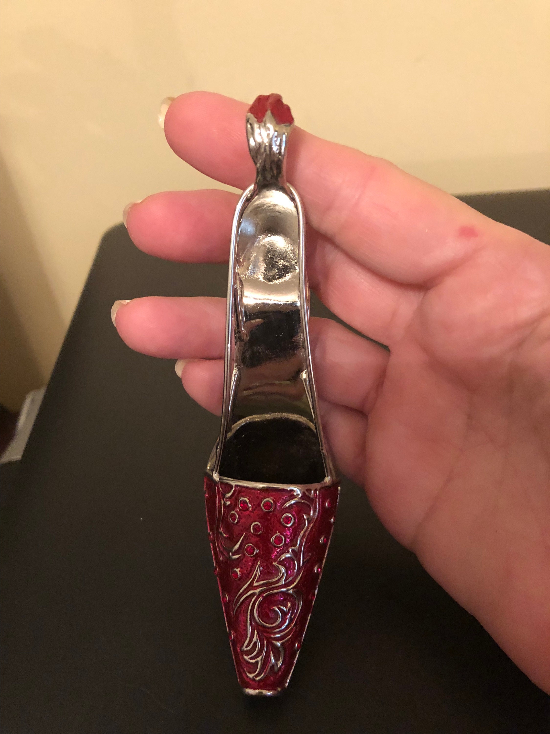 Vintage Juju Palais Royal Collector Mini Shoe Red Enamel With