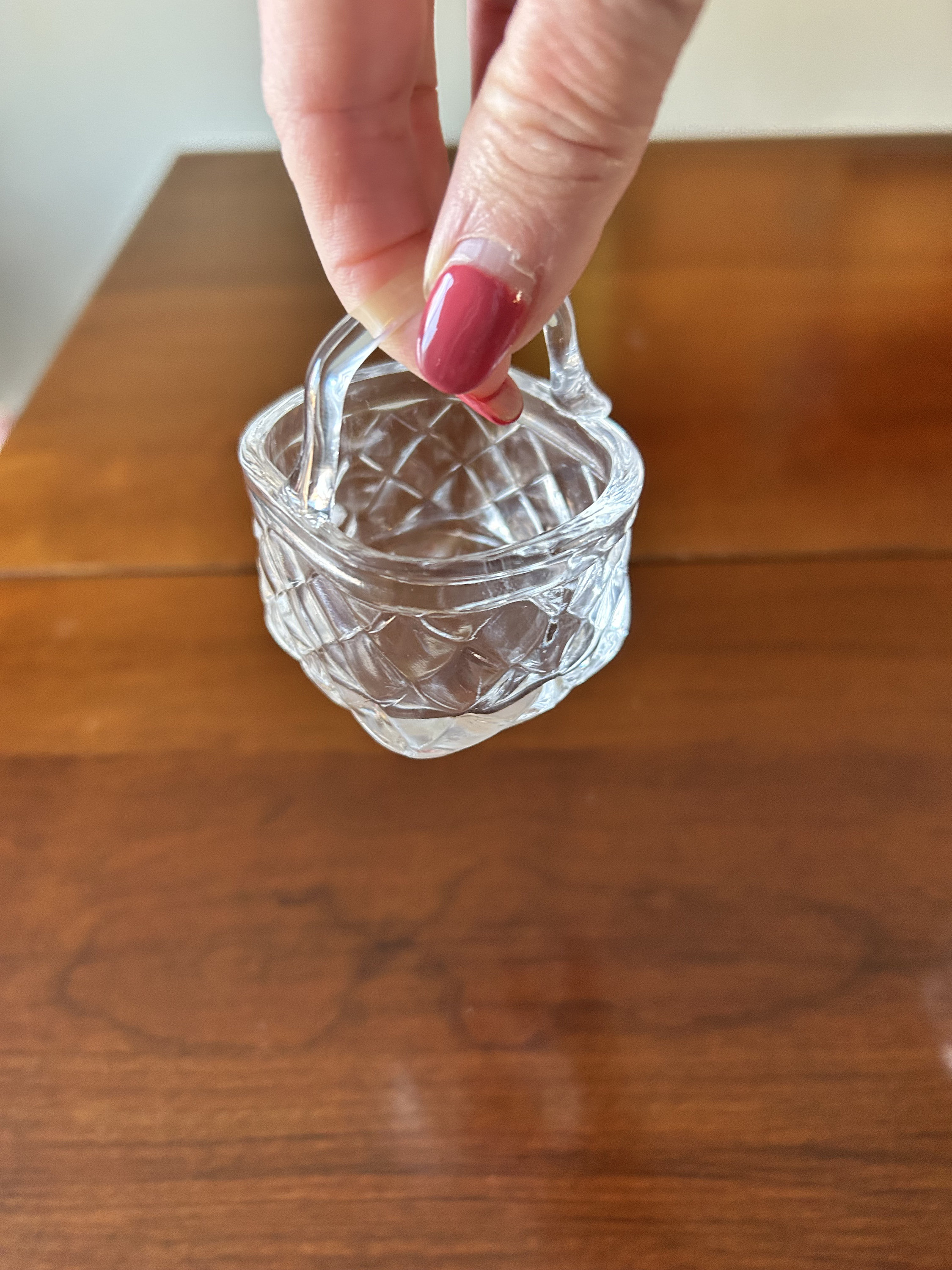 Four Little Vintage Glass Baskets Glass Baskets Little Glass Etsy