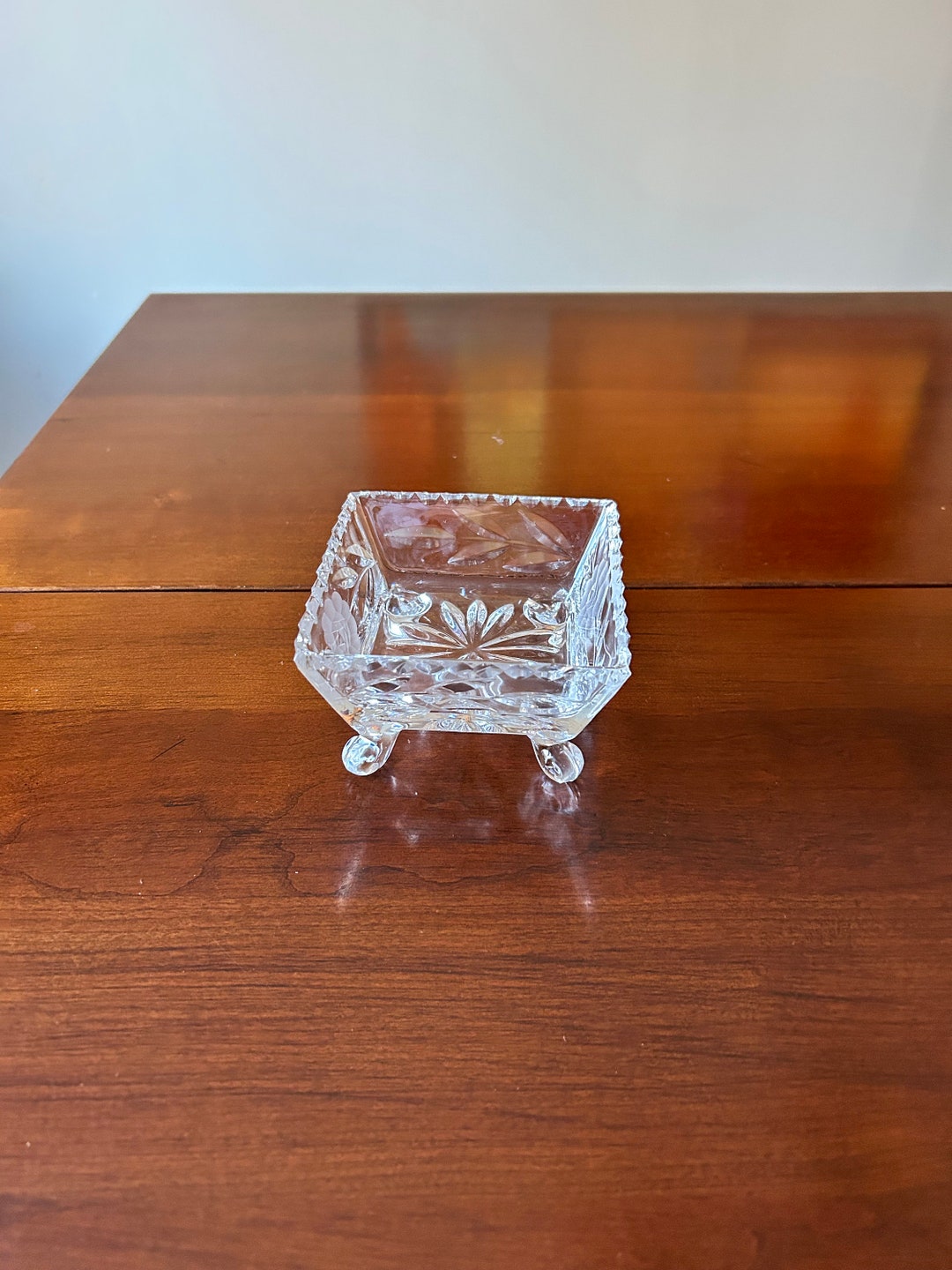 Vintage Square Crystal Footed Candy Dish Crystal Candy Dish Etsy