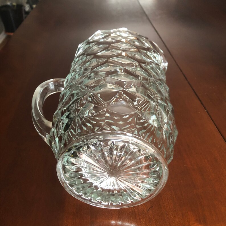 Beautiful Vintage Clear Glass Pitcher With Four Glasses Etsy