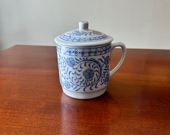 Vintage William Sonoma Lidded Tea Cup, Grand Cuisine IDC, Porcelain Vintage Cup, IDC Lidded Cup, William Sonoma Cup, Porcelain Lidded Cup