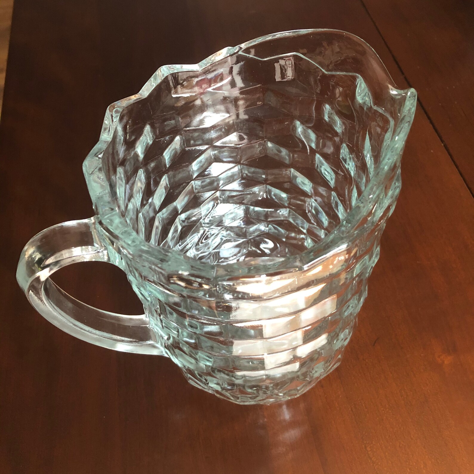 Beautiful Vintage Clear Glass Pitcher With Four Glasses Etsy