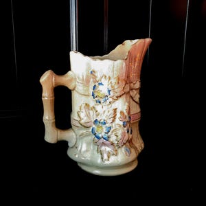 Vintage Ironstone Pitcher, French Country Pitcher, Beautiful Hand Painted Pitcher, Pitcher With Blue Flowers, Pitcher With Gold Gilding