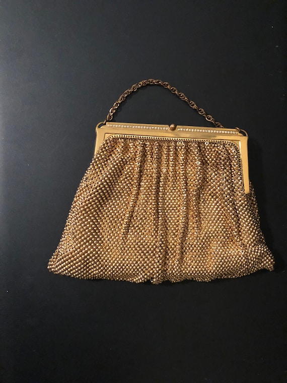 Antique Whiting And Davis Gold Mesh Purse, Evenin… - image 1